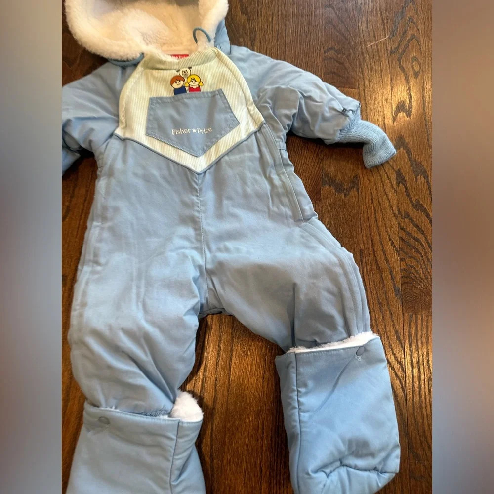 Vintage FISHER PRICE Baby Snow Suit Size 12M 1985 Made in USA  Stripe Ruffles - Picture 2 of 12